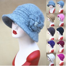 Mujers Vintage Gatsby Style Wool Beret Beanie Cloche Bucket Cap Winter Hat A299  eb-42289067